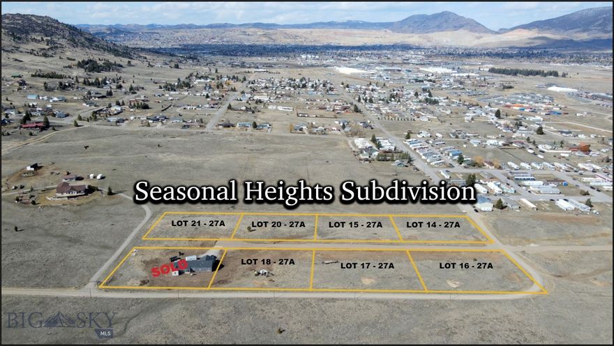 Looking for a peaceful place to call home while staying close to everything you need? These 1-acre lots just south of Butte, MT, might be just what you’re looking for. With stunning views all around, you’ll have the perfect spot to design your dream home. Plus, grocery stores, shopping, and restaurants are just a short drive away—it’s the best of both worlds: privacy and convenience!

The lots have been approved for well and septic, with installation to be completed at the buyer's expense. We also offer the opportunity to meet with a builder and customize a home tailored to your preferences and lifestyle.

Don’t wait—this is a rare chance to create your ideal home in a beautiful location. Contact us today for more details!