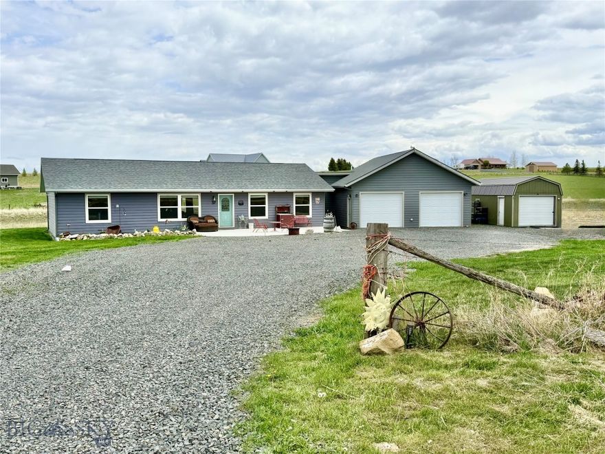 Great price for this immaculate home on SIX ACRES in Harrison, Montana.  Great location between Bozeman and Ennis. Would be ideal as a primary residence, Airbnb, or rental. Home sells with furnished with most interior and exterior furniture, hot tub, 4-wheeler and mower. Gorgeous, unobstructed views of the Tobacco Root Mountains and Hollowtop peak from the front patio of this home in Harrison, Montana. NEARBY ATTRACTIONS and FUN can be found at Harrison Lake, the historic town of Pony, Norris Hot Springs, and the Madison River offers world-class fly fishing. There is ample access to thousands of acres of public land for hunting, fishing, camping, and miles of trails for horseback riding and ATV fun! Pride of ownerships shows in this immaculate, one owner, home on SIX ACRES. Horses and 4-H animals are allowed. Construction of a small cabin has been approved, providing a great INCOME PRODUCING OPPORTUNITY as a short-term rental or long-term rental. There also is a convenient RV hookup. This single level home features a split floorplan and large ensuite master. The open floor plan design leads to a lovely patio on the front where you may just see the cowboys moving the herd. The back patio leads to a private hot tub area and large backyard. The home sits in the middle of 6 acres with plenty of elbow room. A rustic recreation room connects the home to the oversized heated garage, complete with 1/2 bath. The rec room/garage area is perfect for entertaining. This property would be ideal for horses with riding from home or easy trailering to public lands. Keep the grass green with the 30gpm well. The generous sized outbuilding has a full-size garage door for easy vehicle and equipment access and storage. Located on the outskirts of the quaint town of Harrison, where you will find a K-12 school, a cafe, a pub, and grocery store with local made goods.  Great location between Bozeman and Ennis Montana. Once again, the beauty of Montana is showcased - in tv shoe, "The Madison". Preston Clyburn understands this beauty when he says "You have to see it. Just once." However, why not see it every day?