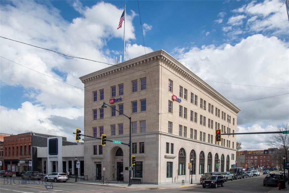 The National Building is located on the corner of East Main and Black Street, right in the middle of Downtown Bozeman. This historic Bozeman landmark was built in 1920 for Commercial National Bank - US Bank occupies the first floor and a portion of the second floor. A major restoration was completed in 2024 to bring the exterior to its original look, and the interior has been completely renovated. The National is the premier class A office building in Downtown Bozeman. The 4 additional floors of offices feature a variety of layouts and sizes to fit the needs of many different users with great access to all of the amenities Downtown Bozeman has to offer. The basement features a common conference room and tenant fitness center. Suite 3A is located on the third floor, and has five private offices, a reception area and shared kitchenette and restrooms.