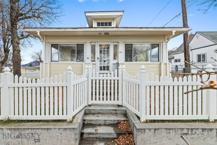 Ever dreamed of owning a charming historic home with the quintessential “white picket” fence, a view of the Absaroka Mountains and located in the highly sought after town of Livingston, MT?  This warm and inviting, CIRCA 1923 2 bedroom, 1 bath home has preserved its original character allowing a sense of history and personality increasingly hard to find.  Original woodwork, doors, trim, built-in cupboards, vintage light fixtures and a cozy front porch.  The full basement offers excellent potential for future finished living space.  Situated on a 10,500 sq ft corner lot with underground sprinklers, a detached 2 car garage and an additional storage shed that all blend with the home’s exterior offering strong curb appeal.  This home has been well loved and is ready to welcome its new owners.  Two adjoining lots with a garage are also available for purchase (see MLS#407572), offering a rare opportunity for added space or investment.  Schedule your showing 
today as opportunities like this don’t come along often!