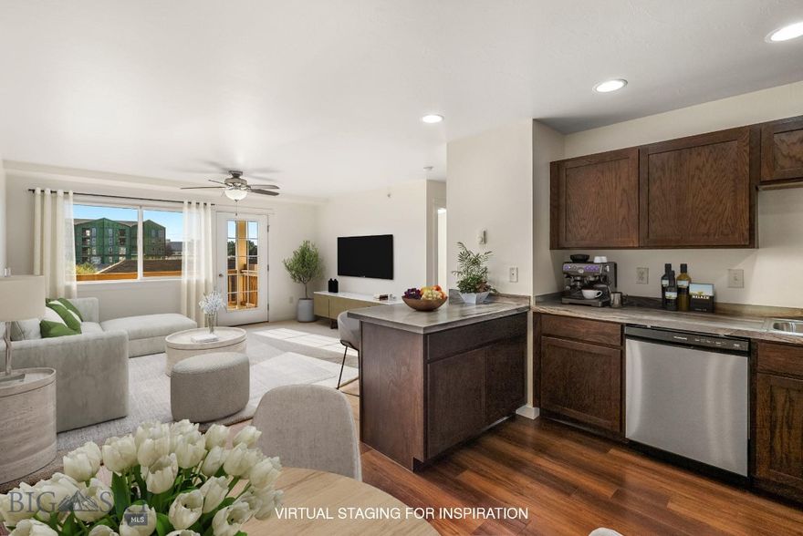 This cheerful second-level condo in a convenient Bozeman location has been refreshed, renewed, and is ready to impress. Featuring brand-new carpet, fresh interior paint, new sinks and faucets, shiny new appliance package, sleek new blinds, and a covered balcony perfect for morning coffee or winding down after a day outdoors—this home checks all the boxes.

The open-concept living, dining, and kitchen areas offer a bright, welcoming vibe ideal for cozy nights in or game nights with friends. The spacious primary bedroom includes its own en suite bathroom, while the second bedroom and full bath offer flexibility for guests, hobbies, or the home office you plan to set up.

Parking? Absolutely. You get a detached garage for your car, gear, or emotional support storage bins—plus an assigned parking space.

And let’s talk location:
Outdoor lovers, rejoice—this home puts the best of the Montana lifestyle at your fingertips.You're less than an hour to Big Sky Resort and just 20 minutes to Bridger Bowl. Crave adventure? World-class fly fishing, hiking, biking, and more are right outside your door. Need to travel? The Bozeman Yellowstone International Airport is a quick drive away—making weekend getaways a breeze. 

Whether you're a first-time buyer, savvy investor, or someone who simply loves a good balcony and fresh updates, this move-in-ready gem is a must-see!