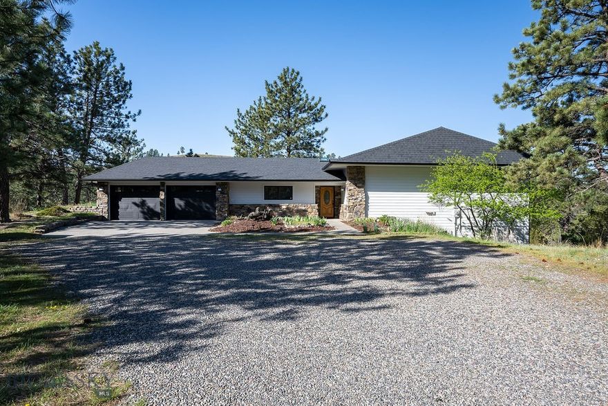 A little slice of Montana country with acreage and room for animals! This beautifully landscaped 4 bed, 3 bath home sits on 7.26 acres in Emerald Hills and offers the perfect setting to enjoy abundant wildlife, peace and quiet, and wide open space. Inside, you’ll find large, spacious rooms and a centrally located kitchen with custom cabinets, stainless steel appliances, and a breakfast bar, plus hardwood floors, skylights, custom built ins, fresh paint, and new siding and roof. Step outside to the oversized private deck with breathtaking views, perfect for taking in Montana’s big skies at night. The two stall barn is wired for power and includes a tack room, large loft storage area, and corrals ready for your animals. Country living just 20 minutes to downtown Billings and 25 minutes to the airport. Info deemed reliable but not guaranteed. Buyer and buyer agent to verify.