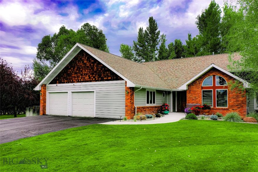 Single-level living at Riverside! Located in the coveted Riverside Manor subdivision, this property is just a few minutes walk to Riverside Country Club, where one can enjoy golf, tennis, pickleball, swimming, and fine dining.  The house is less than half a mile from the pristine East Gallatin River, a popular destination for fly fishing. A few minutes driving North, and you will find yourself spoiled for choice in the middle of the valley's best trailheads for hiking and biking. Head South, and you are in the heart of Bozeman and Montana State University in no time. This impeccably maintained home sits on almost half an acre, the largest lot in Riverside Manor, which could allow for expansion.
 
The 3 bed, 2 bath house includes a bonus room that can be used for an office, workout room, or upgrade to a fourth bedroom. This home has been fastidiously updated and maintained, including a brand new roof in 2025 with transferable warranty, along with fresh paint on the trim and deck, and irrigation system upgrades for the verdant grounds. The kitchen has a new top-of-the-line Bosch Dishwasher installed in 2024, new furnace and central A/C, and new LG washer and dryer in 2023, and new water heater in 2022. Many more thoughtful upgrades and additions include beautiful oak wood and tile flooring, and tasteful finishes throughout. The property includes a 16’ x 10’ shed with loft for all of your lawn and garden tools, and a secluded hot tub for relaxation. This home is ready to be loved by the next owner.  Call your Realtor today, and take advantage of this opportunity!