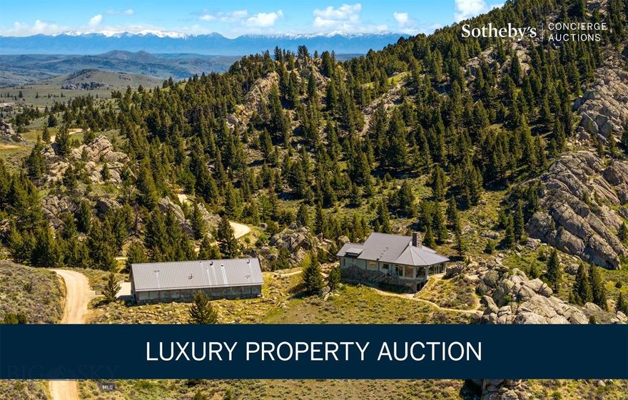 LUXURY PROPERTY AUCTION: December 9th - 17th.

Accepting Starting Bids Through December 8th.

Starting Bids Expected Between $2M–$3.75M.

Earn an incentive by 8 December.

Perched majestically amidst stunning granite rockscapes near Bozeman and backing 192 acres onto thousands of acres of State and BLM land, Rock Ridge Ranch has been masterfully engineered to capture Montana's awe-inspiring beauty. Seamlessly integrated into the natural environment and inspired by Montana's rich mining heritage, this contemporary marvel blends reclaimed wood accents, natural cut stone, and rolled tin ceilings to create livable art. The chef's kitchen boasts Viking, Subzero, and Asko appliances, while the open concept living and dining area captures vistas from Lone Mountain to Ward Peak extending to the Centennial Mountain Range. The commanding primary suite features floor-to-ceiling windows and opulent bath. An Otis elevator descends to the lower level with theater room, walk-in safe room, and office. Above the five-bay garage sits a fully equipped guest apartment with three en-suite bedrooms. Walk out the door to hike, ride horses, or explore private canyon trails without trailering equipment—minutes from lakes, creeks, and National Forest land.