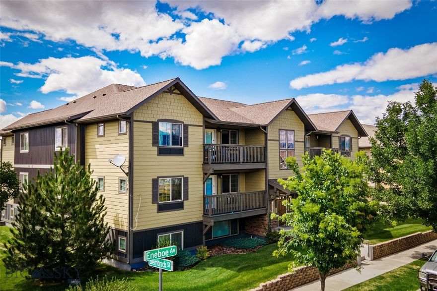 This well designed 2 bed, 2 bath, 1021sf +/- Bronzeleaf Condominium unit features open floor plan living with a bright kitchen, bar seating, dining area and a cozy gas fireplace that anchors the living area—ideal for gatherings or relaxing evenings.  Off the living room is a private deck where one can enjoy the Bridger Mountain views.  This condo offers a spacious primary bedroom complete with double closets and an ensuite bathroom. The guest bedroom is equally generous, pairing easily accessible storage and an adjacent bathroom. A hallway outfitted with extra storage ensures functional flow throughout the home.  Equipped with stainless appliances, updated fixtures, and thoughtful, updated lighting, the condo blends modern conveniences with efficient design. In-unit laundry adds daily practicality.  Unit includes a garage-like carport—with a private 4'×4' storage unit and additional guest parking as well as a community gym.  A well managed HOA makes this lock-and-leave life simple and accessible. Close proximity to numerous parks, schools, shops, and MSU.