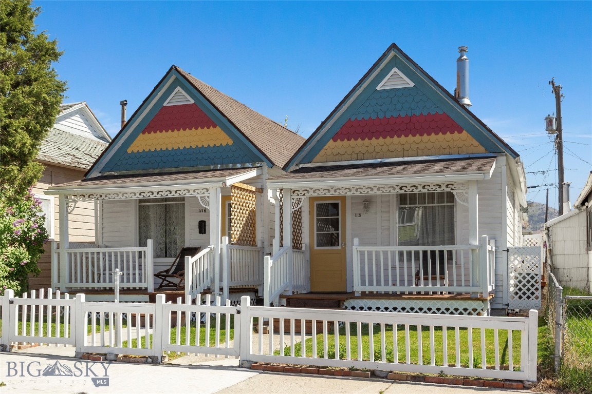 These California Street properties are remodels of two 1890 historic shotgun style
cottages and are listed on the historic registry. Cottages like these were common to the
neighborhood and provided affordable housing for the working class families of early
days Butte.
Both houses have been rebuilt with new porches, roofs, paint, and sidewalks. The soil
abatement provided beautiful lawns. Each unit has new hot water heaters and electrical
upgrades,
#1116 is carpeted and furnished with a futon couch, chair and large wooden cabinet
with a television in the living room. A queen bed, an air conditioner desk and armoire
are in the bedroom. The kitchen, with tiled wainscot and backsplash, features a retro
style table and chairs. Appliances include washer and dryer, electric stove, refrigerator,
dishwasher and microwave.
Adjacent to the kitchen is a full bath with tiled wainscot, clawfoot tub with shower and
pedestal sink.
The house is heated with a Rinnae heater in the living room and a gas stove in the
kitchen. There is also a private backyard with lush grass and a wooden deck.
#1118 has original wood floors in the living room and master bedroom with decorative
area rugs. The living room features a sofa, loveseat and console table with a television.
An adjacent bedroom has a queen bed, chair, table, decorative dressing screen, and
closet. The kitchen, with tiled wainscot, also has a retro style table and chairs and
abundant storage. Appliances include an electric stove, refrigerator, microwave and
dishwasher. Between the kitchen and bathroom is a utility room with stacked washer
and dryer. The bathroom has tiled walls, redwood ceiling, clawfoot tub with shower and
pedestal sink.
An extra room in the back is carpeted and has a futon sofa, chair, and armoire.
Overlooking the backyard deck makes it perfect for that extra bedroom or study. The
house is heated with two gas heaters at either end of the house.
There is a garage with a new roof that has one bay for an automobile and another for
storage.
This location is centrally located with shops, restaurants, grocery stores, churches,
schools and public transportaton within walking distance.
Both houses are furnished and ready to move in. These homes have the potential to be
a permanent home with a mother-in-law residence or rental for producing income.