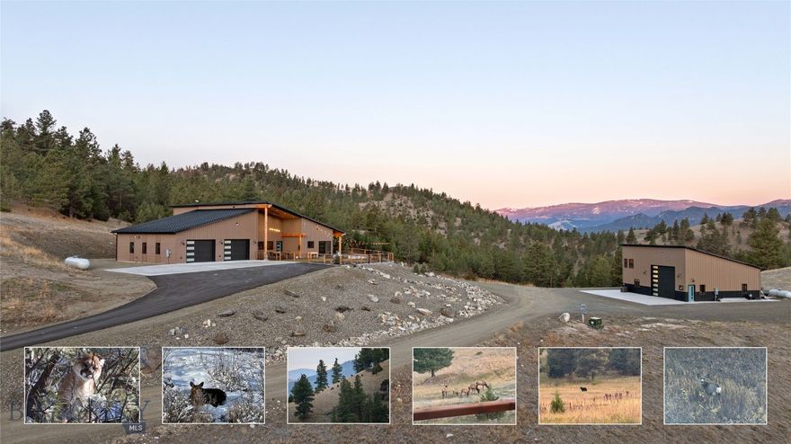 Fronting the Continental Divide and privately positioned just minutes from Helena, Montana’s capital city, this rare 80-acre retreat (MLS 410028 shows the property with up to an additional 80 acres next to Forest Service Land) sits within an active wildlife corridor and offers expansion potential to 160 acres with nearby Forest Service proximity—an exceptional combination of privacy, access, and flexibility rarely found this close to town. Elk, deer, moose, and bear are regularly seen throughout the seasons, reinforcing the sense that this property sits within a true Montana landscape.

The offering includes the residence, shop, and primary 80 acres, with an additional Forest Service–adjacent 80-acre parcel available separately. Alternative acreage configurations—including the potential to improve proximity to Forest Service access through a lot line adjustment—may be available subject to survey and county approval.

MLS 30068112 shows the property with up to an additional 80 acres next to Forest Service land.
Unlike many large-acreage properties near Helena, the land is unencumbered by conservation easements or restrictive covenants, preserving freedom, long-term planning, and future ownership goals. The oversized shop—with a 16’ wide by 14’ high overhead door—includes guest-ready living space and RV hookup, supporting equipment storage, multi-generational use, or potential income-producing flexibility.

Inside the home, single-level entry with no steps, accessibility grab bars, and a curbless wet bath support long-term livability. A dedicated home office with Divide views provides an ideal remote-work setting and can function as a third bedroom if desired.

Located approximately 5 miles from downtown Helena and just minutes from Broadwater Hot Springs, the property combines rural privacy with everyday convenience. Grocery and household delivery services, including Walmart and DoorDash, are available at the residence—an uncommon advantage for acreage of this scale and setting.

Private Montana acreage today, with the flexibility to expand tomorrow—minutes from town yet immersed in the landscape that defines the Northern Rockies.