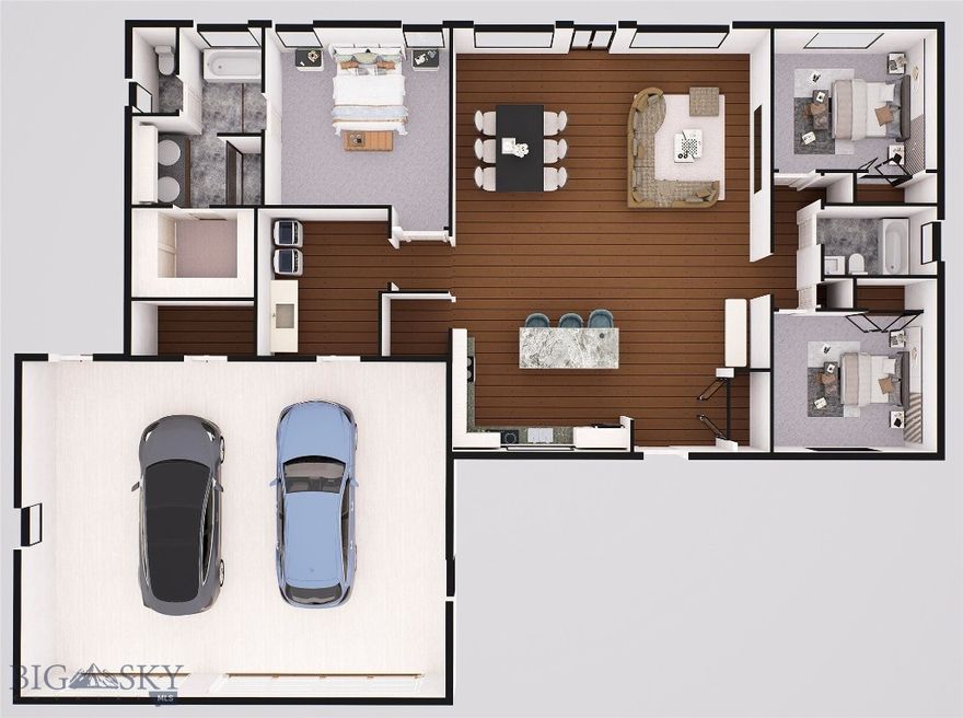 This brand-new 3 bedroom, 2 bathroom home offers 1,755 sq ft of single-level living with sweeping mountain views and open Montana horizons. The open-concept layout features quartz countertops, modern finishes, and expansive windows that fill the space with natural light. Step outside to a 192 sq ft covered back porch and a 12x24 Trex deck, perfect for relaxing or entertaining while enjoying the views. The attached 3-car garage provides approximately 800 sq ft for vehicles, storage, and recreational gear. Located near Canyon Ferry Lake with convenient access to Townsend this home delivers space, comfort, and Big Sky living in one exceptional setting. New construction. Big views. Room to breathe.