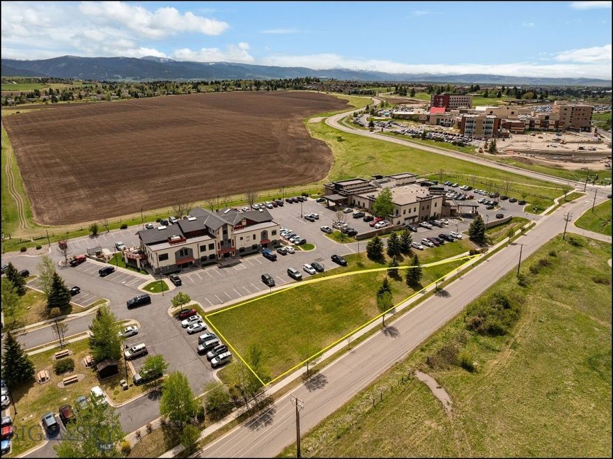 Great pad site in professional office/medical park across Highland from Bozeman Deaconess.  Lot allows for 10,594 SF building, with parking lot already in place.  Busy complex with established users in place in the primary medical section of Bozeman just off Highland.  Easy access to Downtown, East Main interchange of I-90 and South Bozeman.