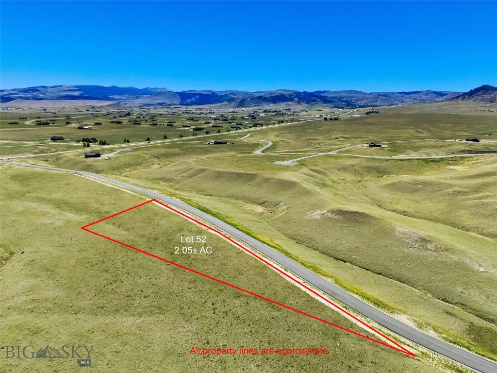 NEW subdivision in Ennis! Lot 52 is 2.05 +/- acres. There are 55 lots total between 1+/- to 2+/- acres. The entire subdivision is 165+/- acres so lots of open space to watch the wildlife! Paved roads throughout & power & fiber to each lot. Approximately 3 miles to downtown Ennis. Views in all directions! Wells are 200-350+/- feet & 12-30+/- GPM. Exact taxes TBD as lot has not yet been assessed as a separate parcel. Some photos are of the general subdivision. The listing agent is a member of the selling entity & can only represent the seller.