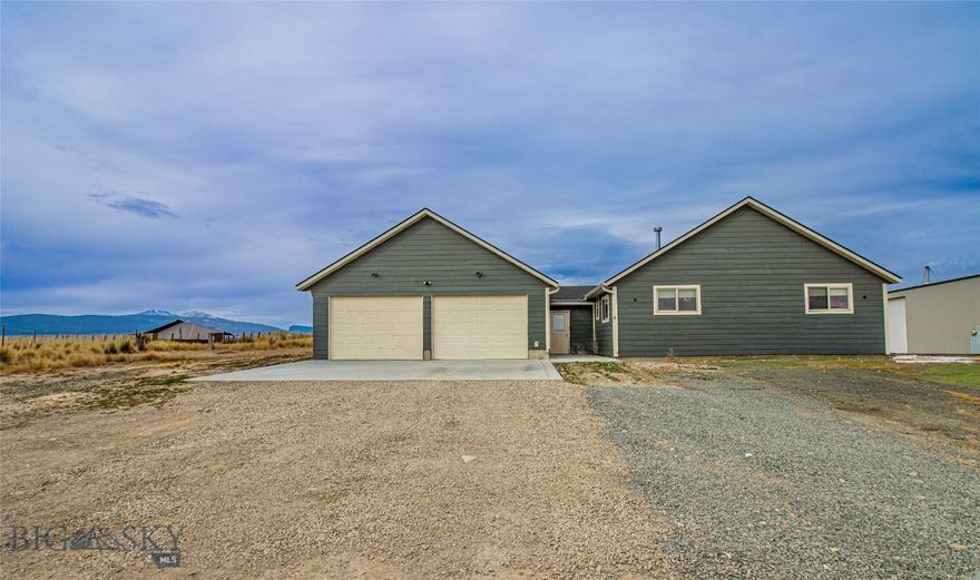 This 2008 single level 3 bed 2 bath property in Jefco Sky Park in Whitehall, MT is situated on 1.17 acres and has a massive 900 sq foot shop to go with it! With a new driveway, patio, landscaping, underground sprinklers, propane tank and privacy fencing as well as upgrades to the interior lighting, paint, and back patio you will simply fall in love with this easy to maintain home. The neighborhood is super unique with its own private landing strip and many homes have private hangars, though owning a plane is not a requirement to live here!  Come in from the shop through a newly finished mud room to the vaulted ceiling great room that includes the living room with a stove, dining area, and kitchen with an island for extra counter space and seating. Down the hallway you'll find the full guest bath, two bedrooms with large closets, the laundry room, and a master suite with two closets and a large full bathroom. The shop has space galore and lots of windows for natural light as well as plenty of overhead lighting.  And you can't forget the views from this home-they're incredible!