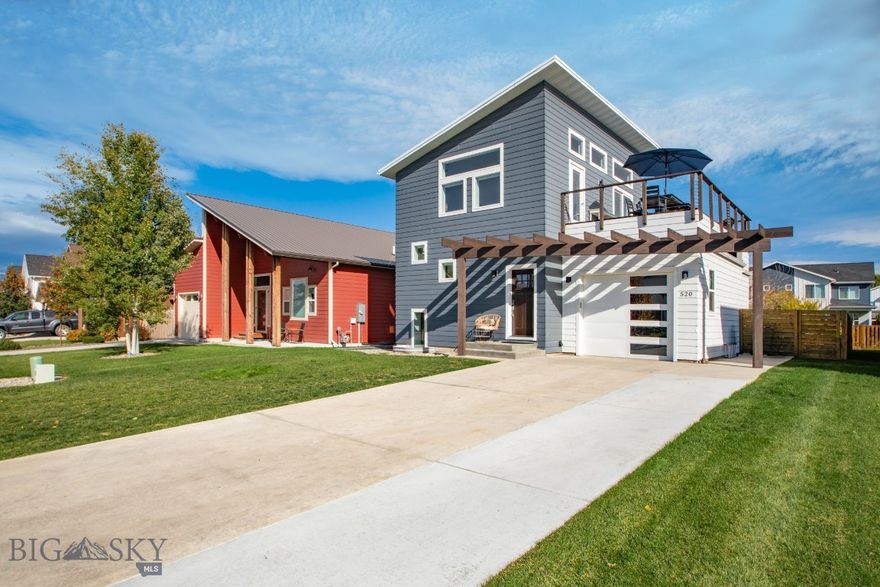 Beautifully Updated Home with Rooftop Patio in the Heart of Bozeman! This modern single-family home offers the perfect blend of style, function, and location—just moments from Bozeman’s best amenities including downtown.  The entryway welcomes you with abundant natural light, showcasing a striking staircase with sleek wire railings and expansive windows. The open-concept kitchen, dining, and living areas flow seamlessly together, offering access to the back patio and yard—an ideal space for entertaining or relaxing. Upstairs, the private primary suite spans the entire level and features patio doors leading to a spacious rooftop deck with views of the Bridgers. The ensuite bath includes a tiled shower, dual vanities, and a private water closet, complemented by a walk-in closet. The bright landing at the top of the stairs provides the perfect spot for a home office or reading nook. The recently finished basement adds valuable living space with two bedrooms (each with egress windows), a full bathroom, and a comfortable family room. Would make a great rental with four bedrooms and two separate living spaces! Centrally located and full of charm, this home is a true Bozeman gem—modern, inviting, and ready to enjoy!