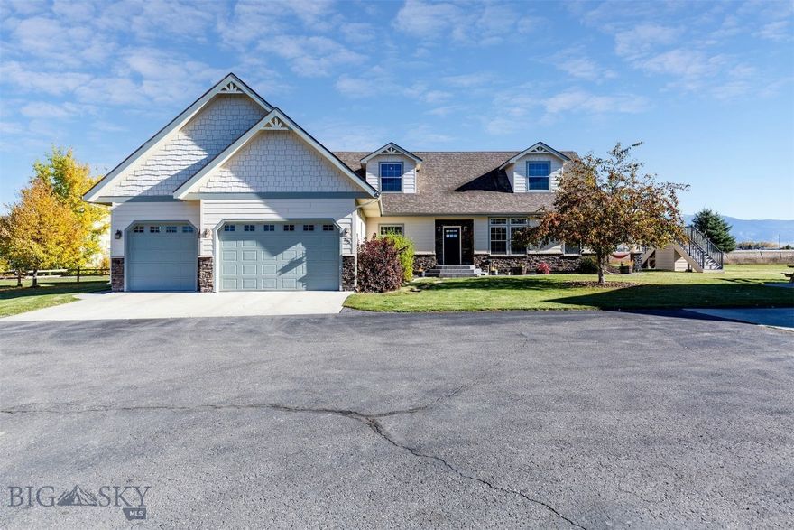 Here is a Beautiful property where convenience meets country living. Situated on 2 beautiful acres just south of Belgrade, this property offers incredible access to area amenities while still delivering peace, privacy, and wide-open views. You’re less than a mile from Kenyon Noble, minutes from the future Rosaures grocery store, Amazon, and countless local conveniences—yet the setting feels like true Montana countryside. 

This updated home features 4 bedrooms, 3 bathrooms, and 4,000± sq. ft. with two separate living rooms, granite countertops throughout, on-demand hot water, and an attached heated 3-car garage. The upstairs has a separate entrance, tons of space, and could be used for an apartment rental or mother in-law type situation. Outside, you’ll find a stunning and fully heated detached shop, with 50 amp service for RV/Campers, perfect for projects, storage, vehicles, or toys. The grain bin with concrete floor And power, could also be used for extra car storage or many other storage or staying uses. 

The grounds are beautifully landscaped with a manmade pond, with rock waterfall and bridge, a pristine lawn, underground sprinklers, and excellent curb appeal. Relax in the hot tub (included), enjoy sunrises and sunsets, and soak in the breathtaking Bridger Mountain views from your generously sized backyard. The asphalt driveway adds year-round ease and cleanliness.

All appliances convey—including washer and dryer—making this home fully move-in ready.

This Location Is Hard To Beat:

• 7 minutes to Bozeman Yellowstone International Airport

• 12 minutes to Costco & Target in Bozeman

• 5 minutes to downtown Belgrade.

A rare offering combining acreage, convenience, heated shop space, and beautifully maintained living—this is the Montana lifestyle everyone hopes for. In case of power outage emergency, the well has a hand pump, so you wont be without water. Building a barn and/or having horses, is allowed. With all the amenities getting closer, this property could possibly see an increase in value in the years to come. Schedule your showing today!