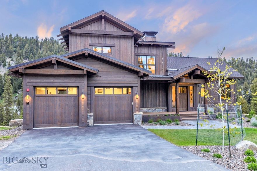 Lot 60 in Highlands presents the coveted Peaks floor plan with the elegant Fossil finish, offering 6 spacious bedrooms and 5.5 baths in a thoughtfully designed ski-in/ski-out retreat. Perfectly positioned for effortless access to the Highlands and Cabin chairlifts, this home epitomizes the ultimate mountain lifestyle. Set on a sun-drenched, south-facing ridge surrounded by pristine old-growth pines, Highlands offers sweeping views of the surrounding peaks, Yellowstone National Park, the Spanish Peaks Clubhouse, and the world-class Montage Hotel. These residences showcase timeless alpine architecture reimagined with sleek, modern lines and open, light-filled interiors for a warm yet sophisticated ambiance. From your doorstep, enjoy unparalleled access to skiing, golf, hiking, biking, and year-round adventure, along with the Clubhouse amenities including dining, bar, pool, hot tubs, and a state-of-the-art health club. A Golf or Ski Social membership at Spanish Peaks Mountain Club is available with this property, with membership deposit required within 30 days of contract.