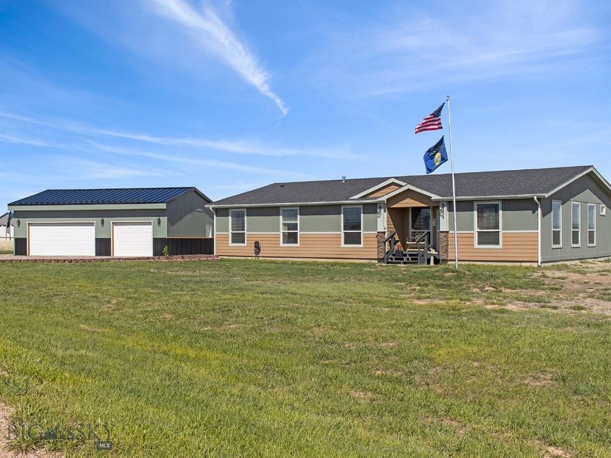 This is a premier modular home built by Fleetwood and is the top-of-the-line Barrington Model. The home was built in Idaho to Montana Code and inspected by Montana Inspectors. The home is very well insulated and extremely efficient. This beautiful 4-bedroom home is near the quaint town of Harrison. Currently the 4th bedroom is being used as an office. The home has a Fiber Optic connection from 3 Rivers Cooperative for a robust and reliable Internet connection, and all your entertainment needs. This is a perfect "work from home" location!
Fully fenced back yard for your pets and kids. There is a beautiful deck and patio area to enjoy the views of the surrounding mountain ranges. Tobacco Root Mtns, Bridger Mtns, and the Madison Mountain Range
Newly constructed 3 car garage (972sqft) which is insulated and heated.
The views are unobstructed both behind and in front of the home.
The home has a fantastic well that produces 30gpm and delivers clear, clean, and cold water. 
This home has a 2 year "transferable" full warranty on the entire structure, furnace, and all of the appliances.
There are mild Covenants and there is not a HOA. Please see in Associated Documents.
The crawl space floor is fully covered, very clean, lighted, hot water pipes wrapped, and insulation around the foundation is very evident. Crawl Space is approx. 4 feet deep.
This area offers many recreational opportunities. Harrison Lake (with great fishing and water sports) is a couple miles away. The historic town of Pony and the National Forest in the Tobacco Root Mountains are within 15 miles.
Bozeman and Three Forks MT. are both easy commutes. Yellowstone Park is 2 hours away.