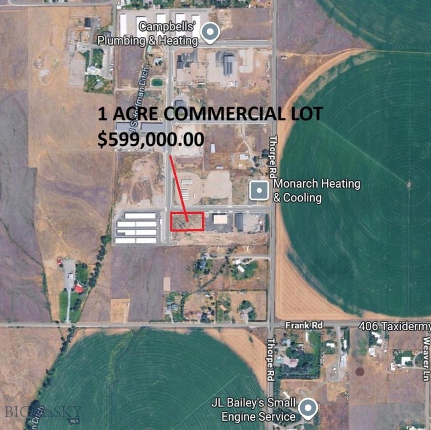 Excellent central location for your business or investment.  3 phase power, natural gas, domestic water and paved access and stub for fire suppression. Commercial covenants with flexibility for live/work. Don't miss your opportunity to grab the last lot available in this development
