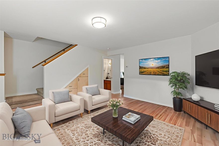 Experience Downtown Living in the Heart of Bozeman. Discover this exceptional, well-maintained 1,224 sq ft condo, ideally located just steps from the vibrant core of Downtown Bozeman.  Thoughtfully upgraded throughout, this home features a spacious primary bedroom with a walk-in closet and a beautifully appointed kitchen equipped with a new LG range, Bosch dishwasher, microwave, and a stainless steel Kohler sink. The kitchen also boasts epoxy resin countertops, a John Boos butcher block island with sliding pan drawers, and a pantry accented by a barn-style sliding door.

Custom-built storage drawers under the staircase add smart, efficient use of space. Additional highlights include back patio and two dedicated parking spaces directly in front of the unit, one of which features a 125-volt electrical outlet for added convenience.

Enjoy living within close walking distance of the Emerson Cultural Center, Wilson Auditorium, Cooper Park, the Bozeman Co-op, Montana State University, and the many restaurants, shops, and businesses of Downtown Bozeman.