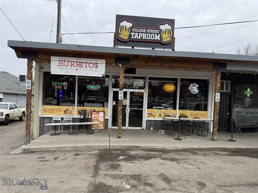 Commercial space for lease currently set up as a restaurant - College St. Taproom. Directly across from Montana State University. Includes small kitchen, built in freezer, private bath. Beer and wine concession available.