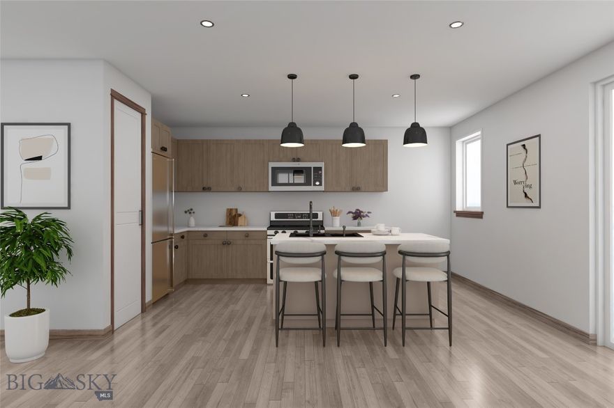 Fremont Square Condominiums is a new Live Work Condo complex off Jackrabbit and E Valley Center. The Fremont Flex Plan is built for versatility—where workspace and living space come together in one smart design. The main level offers over 1,400 square feet of open commercial space with 15-foot ceilings and 14-foot overhead doors on both ends, creating a true pull-through garage perfect for light industrial use, toy or car collection storage, or a small business operation. Durable finishes and a clean, open layout make it easy to customize for your needs.

A private entrance leads upstairs to a modern two-bedroom, two-bath residence with an open kitchen, bright living area, and contemporary finishes throughout. Each unit includes upstairs balcony, expansive views, and thoughtful design that balances function and Montana style.

Located within Fremont Square—Bozeman’s newest live/work community along Jackrabbit Lane—the Fremont Flex offers prime visibility, quick access to I-90 and Big Sky, and the freedom to live and work on your own terms.