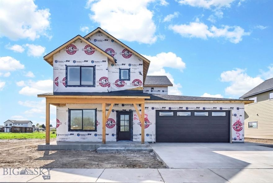 AVAILABLE FOR PRE-SALE! This thoughtfully designed new construction home offers comfortable living spaces, a functional floor plan, and a layout that feels both open and intentional. The main level features a seamless connection between the kitchen, dining, and living areas, ideal for everyday living and entertaining, anchored by a gas fireplace that adds warmth to the space. The kitchen includes a spacious island, quartz surfaces, ample cabinetry, and a walk-in pantry. A main-level bedroom and full bathroom provide flexibility for guests or a home office, while the mudroom entry offers a practical transition from the garage with convenient storage. Upstairs, the home features a primary suite with an en suite bathroom and walk-in closet, along with two additional bedrooms and a full bathroom. Located in Gallatin Meadows, a growing community known for its mountain views, the home offers convenient access to the outdoor lifestyle that defines the Gallatin Valley. Close proximity to Bozeman Yellowstone International Airport, Big Sky, and all that Bozeman has to offer makes it easy to enjoy hiking, skiing, fishing, and year-round recreation.