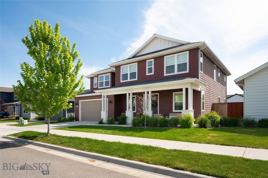 This is a turn-key, fully furnished legal STR two-story home that blends modern upgrades, thoughtful design, and Bridger mountain views. The furnishings can be included or not. Great investment-5-10% Cap Rate depending on how often you use it personally.

Built in 2020 and meticulously maintained, this home sits on a spacious, fully fenced lot backing to evening alpenglow over the Bridger Mountains. The classic front porch with seating invites you to relax and enjoy the quiet neighborhood, just around the corner from the community park.

Inside, the living area is bright and open, with abundant natural light pouring through large picture windows. Stylish finishes include luxury vinyl plank flooring, a sleek wall-mounted media console, and designer furnishings—all of which convey with the home. Custom upgrades elevate the everyday: remote-controlled blinds offer effortless privacy and light control, while Samsung Frame TVs double as elegant artwork that adjusts to the ambiance.

The home features 3 bedrooms, an office with a barn door being used as a main floor guest bedroom, and an upstairs bonus room currently used as a bunkroom—perfect for flexible living or additional guests. The back patio, complete with a custom pergola that includes a removable cover, is ideal for dining alfresco while taking in the Bridger views. 

Currently used as a lightly rented short-term stay, this property offers the rare opportunity to own a beautifully furnished and move-in-ready home in one of Belgrade’s most accessible neighborhoods. Whether you’re looking for a primary residence, a second home, or an investment property, this home delivers style, function, and comfort in every detail.