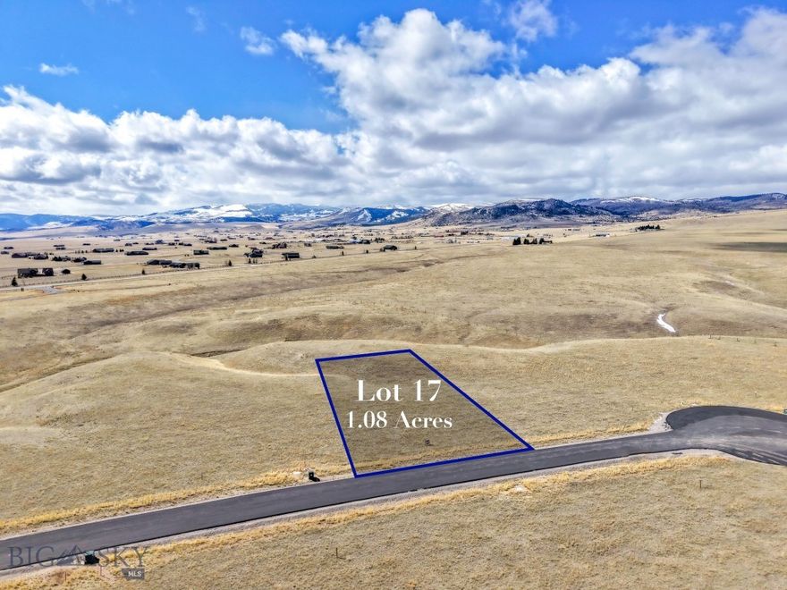 NEW subdivision in Ennis! Lot 17 is 1.08 +/- acres. There are 55 lots total between 1+/- to 2+/- acres. The entire subdivision is 165+/- acres so lots of open space to watch the wildlife! Paved roads throughout & power & fiber to each lot. Approximately 3 miles to downtown Ennis. Views in all directions! Wells are 200-350+/- feet & 12-30+/- GPM. Some photos are of the general subdivision. The listing agent is a member of the selling entity. Buyer & buyer’s agent to do due diligence on property information & verify to their satisfaction.