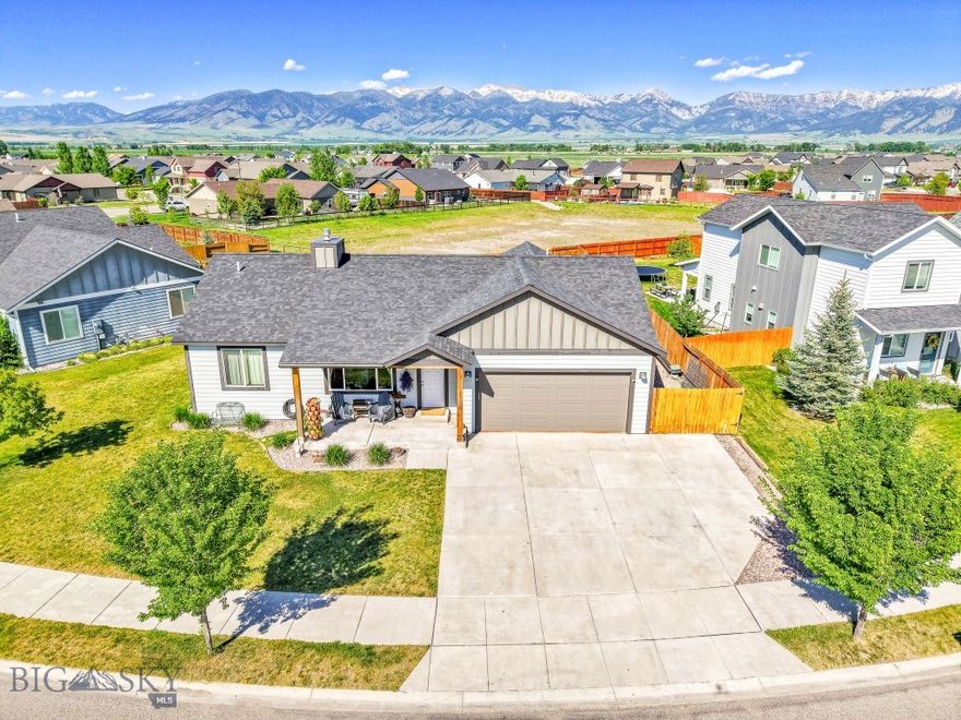 NEWLY REFRESHED BACKYARD!! FRESH INTERIOR PAINT!! SELLERS ARE OFFERING A 1% CREDIT TO BUYERS AT CLOSING! Don't miss out on this adorable 3-bedroom, 2-bathroom single-level home situated on a nice lot with stunning Bridger Mountain views! Inside, you'll find a gas fireplace, vaulted ceilings, and mountain views from both the kitchen window and patio door. The primary bedroom includes a walk-in closet and a spacious en suite with tiled bathroom. A large garage provides ample storage and parking.
This home is fully equipped as a smart home with a comprehensive Honeywell system featuring multiple wired and RF zones. Every room has been pre-wired with speaker wire, 2-4 Cat 6 cables, and coax run to each outlet. Built-in speakers are already installed in the living room, rear porch, and garage, with additional locations like the kitchen, master bedroom and bath, and front porch pre-wired for easy future speaker installations. The home also includes Cat 6 wiring in the soffits throughout for optional security camera installation.
The fenced backyard is equipped with multiple raised garden beds featuring an assortment of fruits and vegetables, plus an underground sprinkler system for both front and back yards. Additional features include a radon mitigation system. Ryen Glenn Subdivision is a community in a great location that includes sidewalks, a large park, playground, and covered picnic area for your outdoor activities! You'll enjoy close proximity to Bozeman/Yellowstone International Airport, Montana State University, and Bridger Bowl. Call your favorite realtor today for a private showing and see it for yourself!