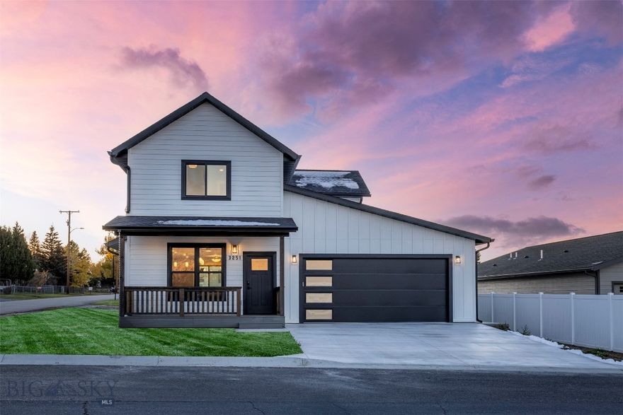 Stunning modern farmhouse meets high-end craftsmanship in this brand-new custom home, perfectly situated on a corner lot in a desirable, established neighborhood.  Fully landscaped with underground sprinklers and inviting curb appeal, this home offers 2,441 sq ft of luxury living with 4 spacious bedrooms and 2.5 bathrooms.

Step inside to 9’ ceilings throughout and an open-concept main floor featuring a designer kitchen with upgraded Whirlpool appliances, under-cabinet lighting, quartz countertops, large island, peninsula seating, walk-in finished pantry, and soft-close cabinetry with rollouts. The living room showcases a sleek black steel wall gas fireplace for a dramatic focal point. The main-level primary suite is exceptional—spa-like bath with freestanding 6’ vessel soaking tub, double quartz vanities, rain shower with handheld wand and tile niche, private water closet, and a heated walk-in closet with custom shelving. Convenient half bath, along with main-floor laundry with cabinetry and sink complete this level.

The upper floor features 3 generous bedrooms all with walk-in closets, a bright open sitting/bonus area, and a large bathroom with double quartz vanities, linen storage, and a tub with subway tile surround. Enjoy amazingly beautiful views from every window!

The fully finished 565 sq ft attached garage includes insulation, drywall, completely painted, a man-door to outside, gas-ready heater hookup, and an 8’ x 18’ overhead door w/ row down of sidelights, along with direct drive motor and self-locking feature garage door opener.

Premium construction details throughout: Anderson windows, LP SmartSide siding, architectural shingles, solid core doors, craftsman-style trim, LED lighting, Corbond insulation including crawlspace, insulated interior walls for sound, on-demand hot water with re-circulation pump, gas forced air heat with A/C, strategic USB outlets, keyless entries, and commercial-size gutters and down chains.  Covered front porch and back patio feature recessed lighting with switched outlets for Edison or holiday lights — patio also gas-ready for BBQ or firepit.

A truly remarkable home blending modern style with thoughtful comfort — move-in ready and built to impress.