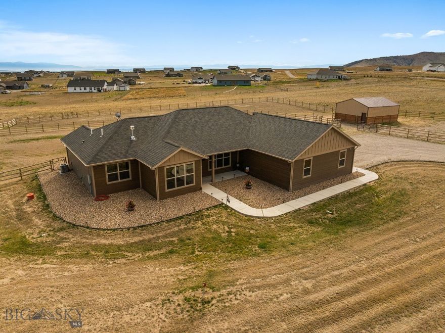 Spacious Single-Level Home on 2 Acres with Barn & Horse Amenities

Welcome to this beautifully designed, single-level home offering 2,824 sq. ft. of comfort and functionality. Built just one year ago, this 4-bedroom, 2-bathroom property combines modern finishes with equestrian-friendly amenities on 2 fully fenced acres.

Step inside to an open-concept living area where the large living room, dining, and kitchen flow seamlessly together. The kitchen features a 9-foot island with bar seating and storage drawers, granite countertops, a gas range, and reverse osmosis water filtration at the sink. An electric fireplace adds warmth and charm to the living room, while central air keeps the home comfortable year-round. The spacious master suite offers a walk-in closet and a luxurious ensuite with dual vanities, a tiled walk-in shower, and a garden tub. On the opposite end of the home, you’ll find two additional bedrooms, a full bath, and a flexible 4th bedroom/den. A dedicated laundry room with a sink adds everyday convenience.

Outside, enjoy a west-facing covered front patio perfect for sunsets, and an east-facing covered back patio with an extended area—ideal for morning coffee and sunrises. The oversized, heated 3-car garage is extra deep to accommodate a full-size truck.

Equestrians will love the 24’ x 32’ barn with 2 stalls, a tack room, and an additional stall for hay storage. The property includes a riding area with sand footing, 2 extra paddocks, and direct access to open space behind and beside the lot. The large fenced backyard is perfect for pets or play.

Additional features include exterior cameras with motion lights, a private well, and thoughtful design throughout.

This rare property blends modern living with wide-open space and horse amenities—ready for you to make it your own.