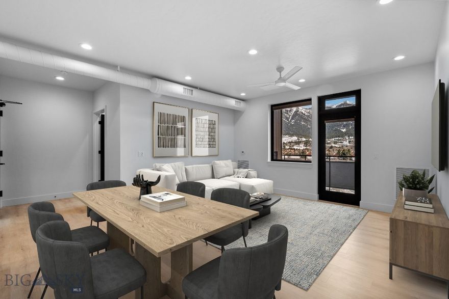 Sophisticated and seamlessly connected to the heart of Big Sky, Residence 2A offers the ideal balance of elevated design and everyday access. This 2-bedroom, 2.5-bath home is located on the second floor of the newly completed Franklin Building—an architecturally striking residence crafted by Bechtle Architects and built by Langlas Construction.

Inside, the home is defined by soaring 11-foot ceilings, expansive windows, and a thoughtful floor plan that creates an open, calming atmosphere. Beautifully curated finishes and modern styling come together to offer a refined yet relaxed mountain aesthetic. From your living space, enjoy filtered views and abundant light—perfect for entertaining or unwinding in comfort.

Beyond the front door, you’ll find Big Sky’s Town Center just steps away. Walk to local shops, restaurants, farmer’s markets, concerts, and more. Trails for hiking and biking are close by, while Big Sky Resort and the Gallatin River are only 10-15 minutes away, offering endless outdoor pursuits in every season. Yellowstone National Park and the vibrant city of Bozeman are both just an hour away, offering even greater access to adventure, culture, and connectivity.

The Franklin was designed for those who seek convenience without compromise: private underground parking, gear-ready storage, and well-insulated interiors ensure this home is suited for both full-time living and seasonal getaways. Well done and masterfully located, Residence 2A is where modern mountain life begins