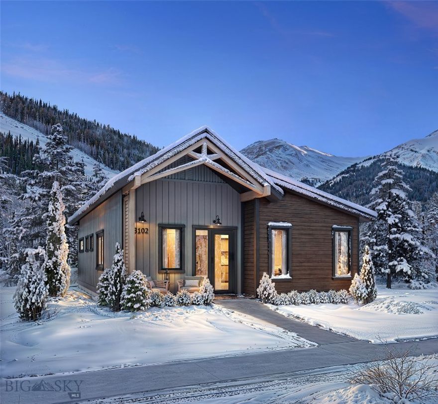 Introducing The Switchback floor plan at Big Sky Quarry, a thoughtfully designed single-level home that blends modern mountain architecture with everyday comfort. This three bedroom, three bathroom residence spans 1,416 square feet and offers a highly functional layout ideal for both full-time living and recreational retreat.

The open living, dining, and kitchen area creates a bright, welcoming gathering space, enhanced by engineered hardwood floors and an upgraded kitchen backsplash that complements the Soft Horizon design palette. Clean lines, warm textures, and contemporary finishes create a refined yet relaxed aesthetic inspired by the surrounding Montana landscape.

Three well-appointed bedrooms provide comfortable accommodations for family and guests, while the efficient single-story layout offers convenience and easy livability.

The property includes an oversized one car detached garage, offering practical storage for vehicles and mountain gear.

Located within Big Sky Quarry, homeowners enjoy a connected, trail-forward lifestyle with direct access to outdoor recreation and a growing mixed-use community designed to support everyday living in Big Sky.