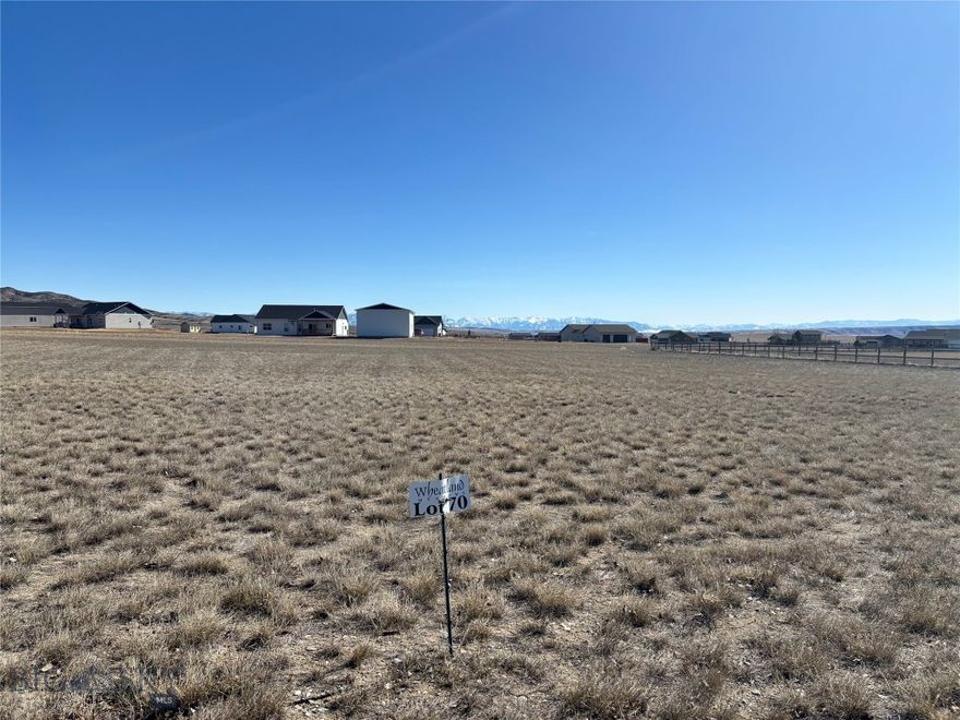 Beautiful Bridger Mountains Views from this 2.18 acre lot outside of Three Forks, MT.  Flat, spacious lot with elbow room.  Paved roads, established neighborhood.  Wake up to the sunrise view over the Bridgers.  Only 10 miles from the quaint town of Three Forks and 40 miles from Bozeman.  The great outdoors are nearby, with fishing the Headwaters of the Missouri or biking the Copper City Trails within 10 minutes.  Canyon Ferry Lake 40 minutes away.