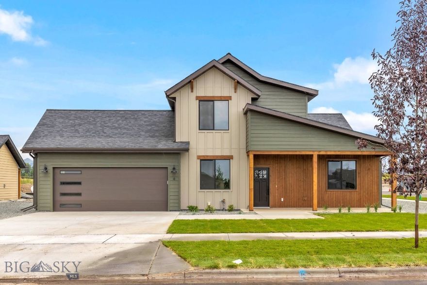 Stunning 4-Bedroom South West Bozeman Gem on Corner Lot
Discover modern elegance in this brand-new 2,792 SF home in South West Bozeman, situated on a spacious corner lot. This 4-bedroom, 3 bath residence boasts a large office space, ideal for remote work or study. The open-concept living area features a two-sided fireplace and vaulted ceilings, seamlessly flowing into kitchen with a generous pantry. The main-level master suite, offering vaulted ceilings, bathroom with dual vanity, and a walk-in tile shower. Central Air conditioning included! Enjoy the vibrant Bozeman lifestyle with easy access to trails, schools, and downtown.