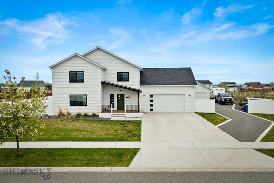 Welcome to 315 Caitlin Road, an opportunity to own a modern Bozeman property with built-in income potential. With a detached ADU currently generating $2,350/month, this property offers the rare ability to offset your mortgage while enjoying a beautifully designed primary residence. Built in 2019 by HJM Construction, this thoughtfully designed 4-bedroom home offers 2,727 total square feet of bright, contemporary living on an expansive 25,439 sq ft lot. The open-concept layout is filled with natural light and clean finishes, ideal for both everyday living and entertaining. The property has been extensively enhanced with approximately $75,000 in professional landscaping, fencing, and a welcoming front porch that adds both curb appeal and functionality.
The detached ADU, completed in 2022, is a standout feature, offering a private, single-level layout with an attached garage. Whether used for rental income, guest accommodations, multigenerational living, or a dedicated workspace, it provides exceptional flexibility and long-term value. Located just minutes from Bozeman, Belgrade, Yellowstone International Airport, and Big Sky, this property combines convenience with versatility, making it attractive to both homeowners and investors. Opportunities like this, combining lifestyle and income, are rare in this price range. Schedule your showing and see the potential firsthand. I think you'll really like this home!