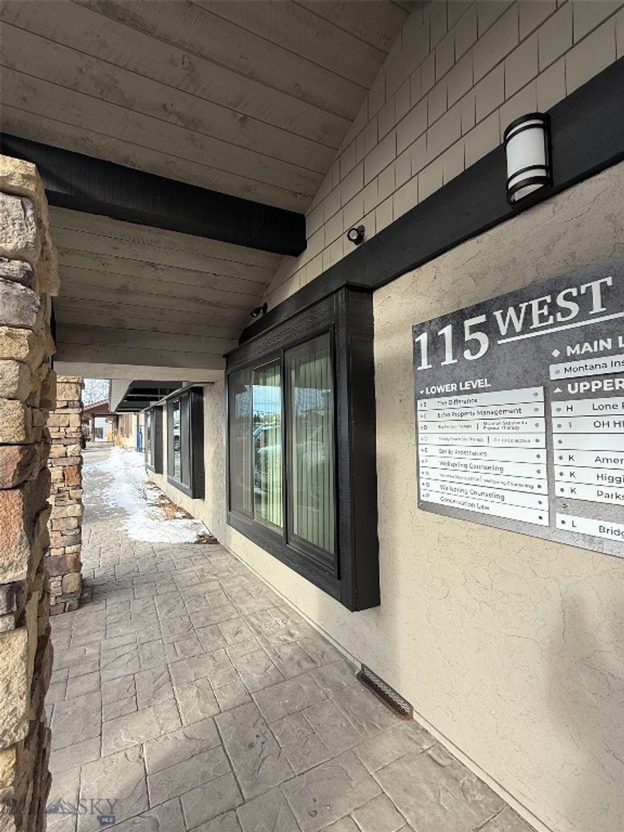 Suite P at 115 W Kagy Blvd offers a beautifully remodeled office space in one of Bozeman’s most convenient and accessible locations. Recently updated on the interior, the suite provides a clean, modern feel ideal for professional, wellness, or boutique service users. Tenants enjoy access to two newly updated common-area restrooms and a well-maintained building environment. Located in the heart of Bozeman, just minutes from downtown, Montana State University, and major arterial roads, this space offers excellent accessibility for both clients and employees. Suite P presents a great opportunity for businesses seeking a turn-key space in a prime Bozeman location.