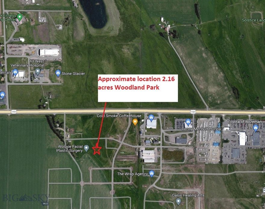 Great opportunity to own a 2.16-acre commercial lot in Woodland Park Subdivision. Just miles west of Bozeman. Excellent location to build or grow your business. M-1 County Zoning, RAE Water and Sewer district, 3 phase power and Fiber available.