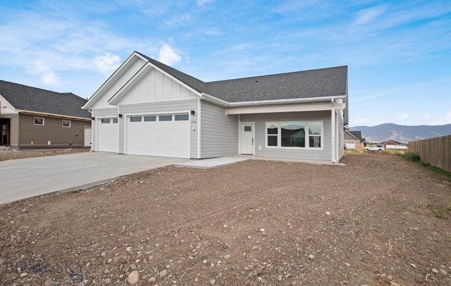 Another charming single level, no step, floorplan from Marxmen Construction LLC.  Large front and rear covered patios. Large, vaulted living room, dining, kitchen main room.  Fireplace ready, AC ready,  3 Bedrooms, 2 baths, large utility room, lots of closets.  PLUS A HUGE 3 car attached Garage!  oversize garage doors as well. Plenty of room on the lot to park or store additional personal property.