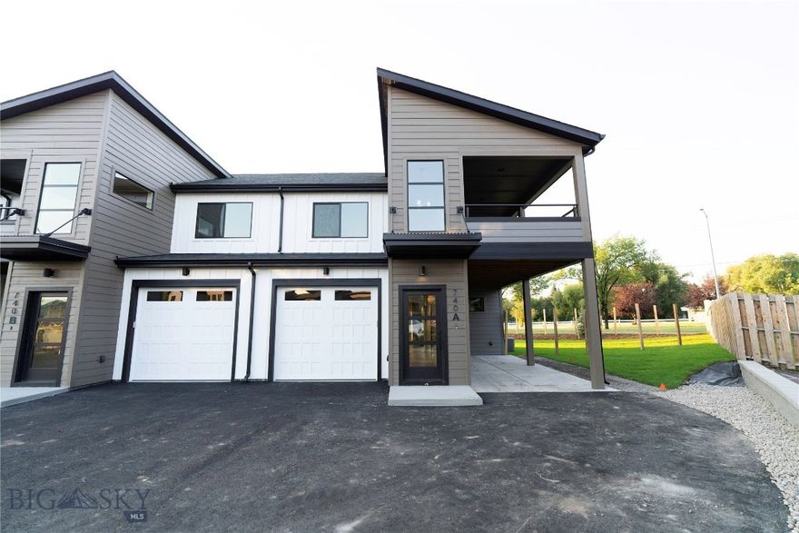 Welcome to the final phase of Rogers! This newly built condo is perfectly positioned to take in beautiful, lush views, blending modern design with everyday functionality. The main level features a flexible bedroom and a full bathroom just across the hall, ideal for guests or a home office. The kitchen is outfitted with stainless steel appliances, a gas range, and a stylish tile backsplash, opening seamlessly to the living and dining area. A covered back patio leads to a fully fenced, landscaped yard, perfect for enjoying Montana’s seasons. Upstairs, the spacious primary suite includes a walk-in tile shower, double vanity, and a generous walk-in closet. Two more bedrooms, a full bath, and a cozy nook at the end of the hallway offer added space for work or relaxation. Enjoy morning coffee or evening sunsets on the covered balcony with serene Bridger views. This is one of the last opportunities to purchase in Rogers’ final phase, don’t miss out on this thoughtfully crafted home.