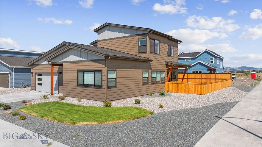 The 1,963 square foot Livingston's striking good looks on the exterior are shared by an equally impressive floor plan inside. The entry foyer with coat closet leads to an open floor plan with the living room, dining room and kitchen. The well-designed kitchen has a generous storage, pantry and large island. Through a sliding glass door, the kitchen leads to a covered patio. The primary bedroom's first floor location offers ease of
access. Powder bathroom and laundry room complete the first floor. Upstairs the two guest bedrooms and bath adjoin a nice sized bonus area.