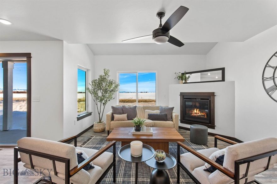 Enjoy Bridger Mountain views from this brand-new End-Unit condo in Cattail Creek. This thoughtfully designed 3-bedroom, 2.5-bath home offers an attached garage and upscale finishes throughout, including solid wood trim, luxury vinyl flooring, quartz countertops, stainless steel appliances, and a cozy gas fireplace. The spacious open floor plan is perfect for entertaining, with ample storage and oversized closets. Retreat to the inviting primary suite featuring an en-suite bath and large walk-in closet. Relax on the covered patio with your morning coffee, and enjoy the convenience of an attached garage with space for gear storage and a 220V EV charging outlet. Ideally located near parks, trails, playgrounds, and just minutes from Costco, Target, WinCo, I-90, and Bozeman Yellowstone International Airport. Photos may be of a similar unit. Call for your private showing today!