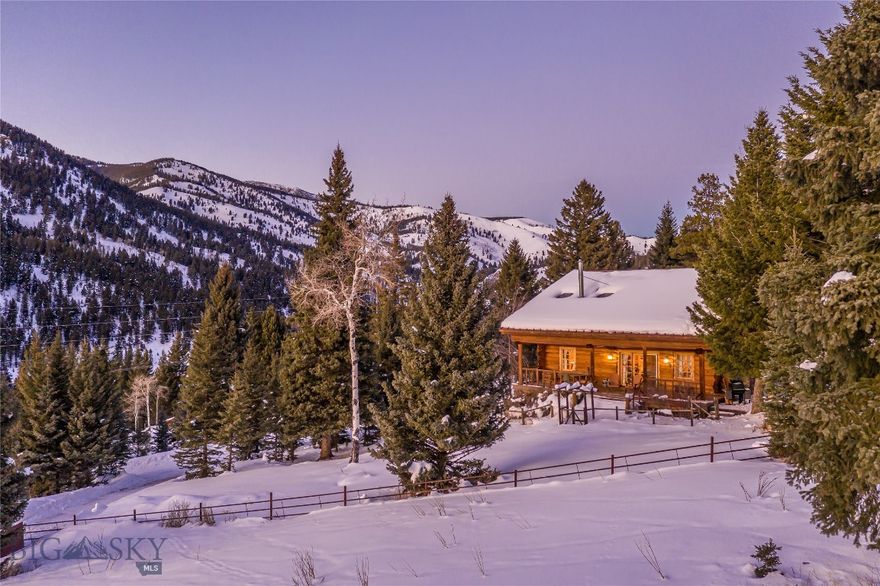 The Ultimate Retreat in Big Sky. Discover a rare legacy estate nestled in the heart of Montana’s breathtaking mountain landscape. Perfectly positioned to capture panoramic views in every direction, this 5.67-acre property is a serene sanctuary where rustic elegance meets refined comfort.

The beautifully crafted main residence and charming guest cabin together offer five spacious bedrooms and three well-appointed bathrooms—an ideal layout for a private family compound, luxury rental, or full-time mountain residence with space for guests or caretakers. Hand-hewn log construction and timeless architectural details exude authentic Montana character, while the wraparound porch frames endless vistas of Gallatin Canyon and the surrounding alpine wilderness.

After days spent exploring the outdoors, relax and unwind in the private hot tub, tucked into a secluded nook with views stretching to the horizon. Whether you're entertaining family and friends or savoring peaceful solitude, the experience is unforgettable.

Equestrians will find this property a true paradise. The gently rolling five-acre meadow is fully fenced and thoughtfully gated, with a dedicated horse shelter, tack shed, and round pen. There's ample room for your horses to roam, graze, and thrive against a dramatic mountain backdrop.

Ideally situated just minutes from Big Sky Resort’s world-class skiing, the renowned Nordic trail system at Lone Mountain Ranch, and the pristine Gallatin River—celebrated for its fly fishing and natural beauty— this property offers effortless access to four-season recreation. For even more exploration, both downtown Bozeman and Yellowstone National Park are within an hour’s reach, offering a rich blend of culture, cuisine, and iconic Western landscapes.

Offering both tranquility and convenience, this unique retreat is close to Big Sky’s ever-expanding dining, shopping, and recreational amenities, yet feels a world apart. Whether you're a skier, angler, rider, or nature enthusiast, this exceptional property offers the space, privacy, and lifestyle to match your passions.

Don’t miss the opportunity to own a true piece of Montana paradise—Where lasting memories, refined comfort, and the spirit of the mountains unite.