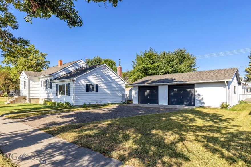 Charming and well maintained home located in the heart of Livingston on FOUR city lots with a detached double car garage and heated single car garage in the back.   The main floor has two bedrooms and one full bath.  An addition off the kitchen provides a large living space with a back door entrance and a cozy pellet stove.  The basement has an additional (non-egress) bedroom, bathroom, den/living area and kitchenette.

The property is zoned R2 so it is possible the back garage could be converted to a second dwelling with private alley access.  So many possibilities to customize as an income producing property or a single family home with plenty of room for gardening, storage of vehicles, ATV's and a possible workshop or studio in the back.  All this on a spacious lot with impressive views of the Absaroka Mountains out your front window.    *Buyers to make their own independent investigation of all information contained herein.