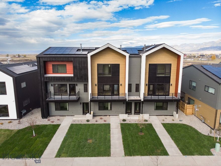 Welcome to the Kul Condos at Gran Cielo. This upscale condo features all the high end finishes you've come to expect with a CP Haus home.  The Kul 3 floor plan is a 3-story, 3 bedroom, 3.5 bath condo that features huge euro-style windows, Scandinavian finishes, custom tile, designer hardware and fixtures, KitchenAid appliance package, quartz counter tops, solar system, and A/C.  Designed by Studio H Architects, this popular floorplan features a junior suite on the 1st floor.  The 2nd level includes the kitchen, living room, dining area, powder bath, laundry and a balcony with views and abundant natural light to the South. The top level has the best views and includes the primary bedroom, guest bedroom, guest bath, and an additional den area.  Gran Cielo is Bozeman's newest premier neighborhood located in the desirable south side featuring high end homes and condos surrounding it's first class park.