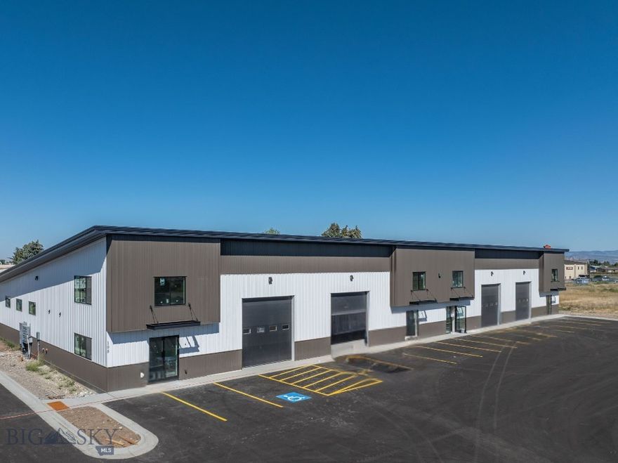 Introducing a brand-new 4,160 SF warehouse located in Belgrade’s sought-after West Post development. Thoughtfully designed to meet a wide range of commercial or light industrial needs, this property offers a 26’ peak ceiling height, providing exceptional vertical clearance and flexibility for storage or operations. A carpeted mezzanine office space creates a comfortable setting for day-to-day business functions, while the bathroom adds convenience for staff and clients. The building is equipped with 3-phase power and features both a 14’ front-facing overhead door for easy customer or equipment access, as well as a 10’ rear overhead door and 50 feet of dedicated yard space for versatile loading and logistics. This warehouse has quick and convenient access to I-90 and Jackrabbit Lane.