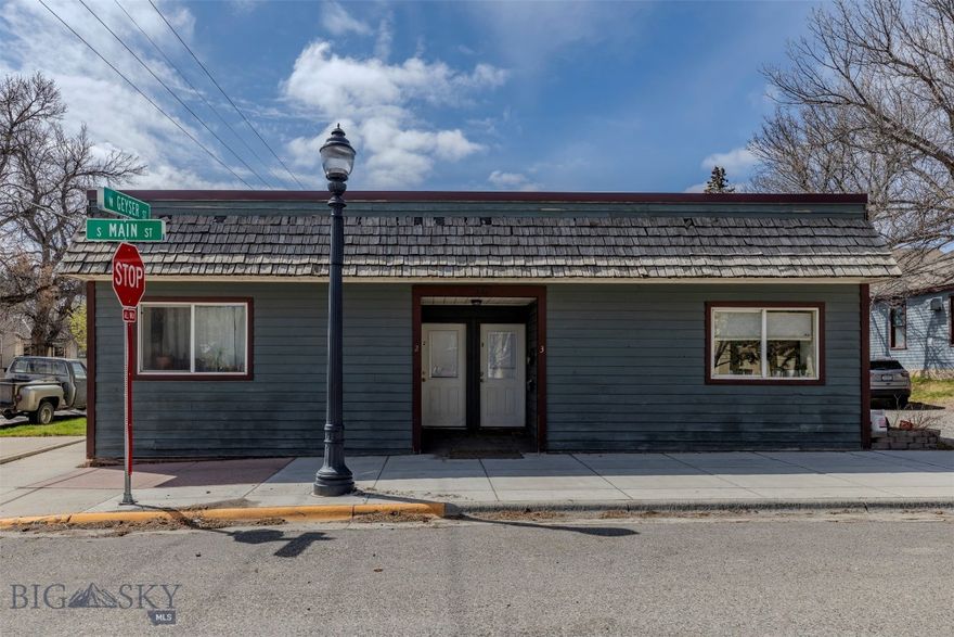 There are four apartments and a laundry room in this 3,569 square foot building located on a prime 10,500 square foot lot on Main Street in downtown Livingston Montana. This building is set in the SE corner of the large lot which leaves room to develop around it, or combine this site with the adjoining 2 lot offering (MLS #410057)and re-develop this prime 17,000 square foot corner site into anything allowed in Livingston's Central Business District which includes residential use. Current rents total $3,500 per month. Apartment sizes have been estimated pending further information. Please allow 48 hours to set up showings.