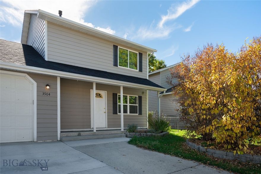 Welcome to 3504 Laredo Drive, a cute two bedroom, two bathroom townhome centrally located in Bozeman, MT.  This well cared for home features a living room, kitchen and dining area on the main floor.  A sliding glass door opens off the kitchen for easy access to the back deck & fenced back yard.  A full bathroom & laundry area round out the main floor living space.  Upstairs you'll find two bedrooms with windows that look over the mature neighborhood and a full bathroom. This duplex style townhome only shares a garage wall with the other unit, so it lives like a single family home.  There is a one-car attached garage, but two additional off street parking spaces in front of the unit.  With no active HOA, enjoy no additional monthly fees and more freedom with your property.  Located close to Bozeman Pond Park, Lewis & Bark Dog Park, Whole Foods, MSU and Gallatin Crossing- Bozeman's newest shopping center, 3504 Laredo has the perfect blend of location & livable space.