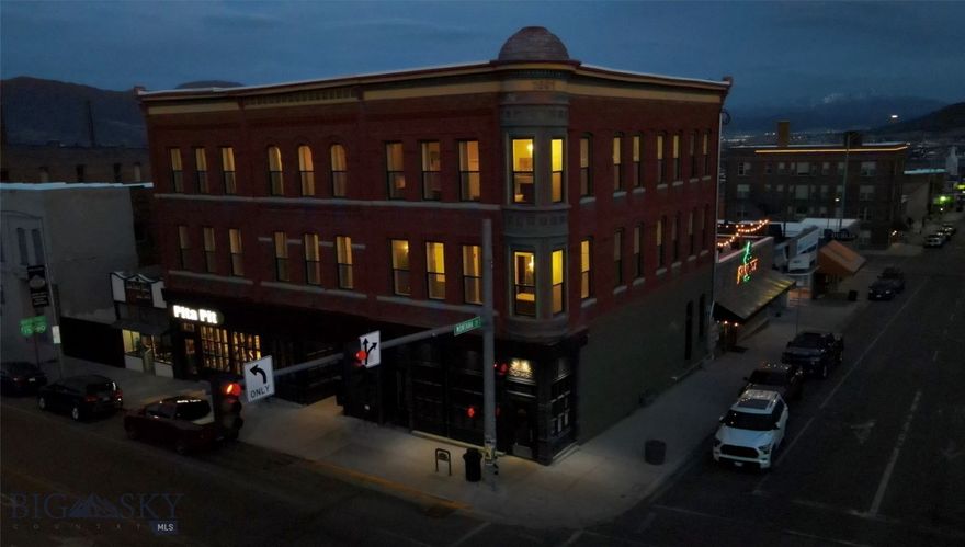Welcome to the historic Stephens Hotel Building, an exceptional investment opportunity located in the heart of Uptown Butte, MT. This beautifully renovated property combines modern amenities with charming historical features, making it a rare gem in a prime location.  With 10 newly renovated apartments, tw0 established restaurant leases, and an additional commercial space available for lease, this building is poised for both immediate income generation and long-term appreciation.  
Situated at the bustling intersection of Park St and Montana St, the Stephens Hotel benefits from high traffic and visibility, making it an ideal location for both residential and commercial tenants.  Uptown Butte is known for its vibrant community, rich history and a diverse array of shops, restaurants, MT Tech university and cultural attractions.  
The building has undergone a complete transformation, with meticulous renovations that honor its historical character while incorporating modern conveniences.  The entire building has been completely updated including plumbing, electrical system, heating and much more! 
The second and third floors of the building feature ten newly renovated apartments, each designed with modern finishes while retaining the original architectural details that make the Stephens Hotel Building unique.  The apartments range in size and layout.  Common laundry on the second and third floors for tenants.  Each unit boasts spacious living areas with abundant natural light, modern kitchens equipped with stainless steel appliances, stylish bathrooms with high quality fixtures, beautifully restored original woodwork and en-suite laundry units in select units. 
The main floor of the building is home to two established restaurant leases, both of which had been renovated. The restaurants are designed with inviting atmospheres, showcasing a blend of modern aesthetics and historic charm.  In addition to the existing restaurant leases, there is a vacant space on the main floor ideal for another commercial tenant.  
This property presents a unique opportunity for investors looking to acquire a multi-use building in a high traffic area.  Don't miss your chance to own a piece of Butte's history and be a part of its bright future!  Schedule a tour today!