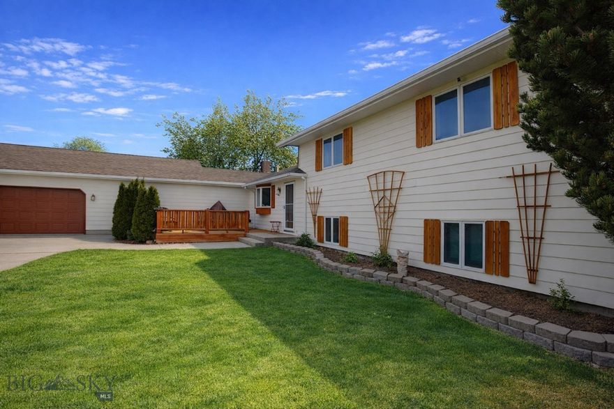 A spacious and inviting 4 bedroom, 3.5 bath home set on a nearly half-acre lot in one of North Bozeman’s most established neighborhoods.  With mature trees, privacy, and a park directly across the street, this property offers the kind of setting that’s increasingly rare to find.  Inside, the home opens to a large kitchen featuring hickory cabinetry with crown molding, stainless steel appliances, and an island that anchors the space for cooking, gathering, and everyday living.  A formal dining room provides room for hosting, while multiple living areas, including a comfortable basement family room, create flexibility for entertainment, hobbies, or quiet retreat.  A dedicated laundry room and half bath adds everyday practicality.  Out back, the fully fenced yard is a true extension of the home: underground sprinklers, a private patio, and a two-story playhouse/storage structure offer space to play, create, or simply unwind.  The attached garage includes a large shop area and workbench, perfect for DIY projects, gear storage, or home-based tinkering.  With its combination of space, character, and location, this home delivers the comfort of an established neighborhood with the convenience of being minutes from all that Bozeman has to offer.  Homes on lots like this, especially across from a park, are rare gems.