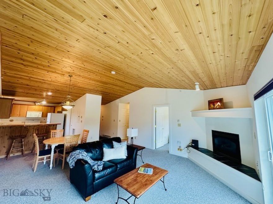 155 Aurora Lights Drive, Unit B-19 Big Sky, Montana
Premium second floor, corner condo, in pristine condition is available for sale in Firelight Meadows.  The Owner treasured this vacation getaway with the comfort of 2 bedrooms, 2 bathrooms, propane fireplace, designated parking, pantry, washer  and dryer  in 1234 square feet.  Overlooking the Spanish Peaks Range and centrally located in Big Sky, this complex accesses world class skiing, hiking, fishing, shopping, concerts, the farmer’s market, the four Resorts and Yellowstone National Park. Built 2002, $725,000.