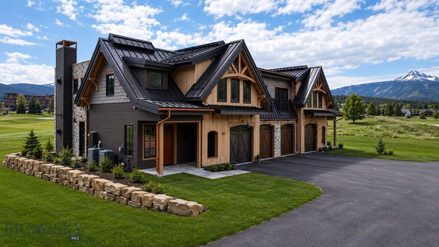 Welcome to the Yellowtail Residences — modern luxury in the heart of Big Sky’s Meadow Village. Thoughtfully designed and richly upgraded, this residence offers elevated mountain living with every comfort considered, drawing inspiration from the finest Yellowstone Club homes. The exterior impresses with a curated blend of stone, durable composite cedar shake, warm wood accents, copper gutters, Juliet balconies, and striking architectural beams. A private hot tub captures sweeping views across the Big Sky Golf Course and groomed Nordic ski trails, delivering four-season relaxation and connection to the outdoors. Inside, the open main level is anchored by a chef-caliber kitchen showcasing a 48" Thermador range with griddle, pot filler, dual dishwashers, two sinks, custom cabinetry, and an elegant herringbone hardwood pattern. Elevated comfort meets smart living with Lutron lighting, air conditioning, a whole-home humidification system, Cat-6 wiring, and custom built-in mudroom lockers. The primary suite is a true retreat with a cozy gas fireplace, custom walk-in closet, and a spa-inspired bathroom featuring a freestanding soaking tub, steam shower, radiant floors, and separate water closet. Each second-floor guest suite includes its own luxurious en-suite bath with heated floors and built-in wardrobes. A highly functional laundry room provides dual washers, utility sink, integrated storage, and a generous folding station. The heated two-car garage offers epoxy flooring, hot/cold water, and an upgraded ultra-quiet opener—perfect for gear storage and year-round convenience. Unmatched access to golf, Nordic trails, dining, shopping, live music, and community events are all steps away, with Big Sky Resort only minutes from your door. Where luxury, convenience, and recreation meet—secure your piece of the Big Sky lifestyle today. 54 Marmot is now furnished and pricing will be $3,950,000 once Photography has been taken?